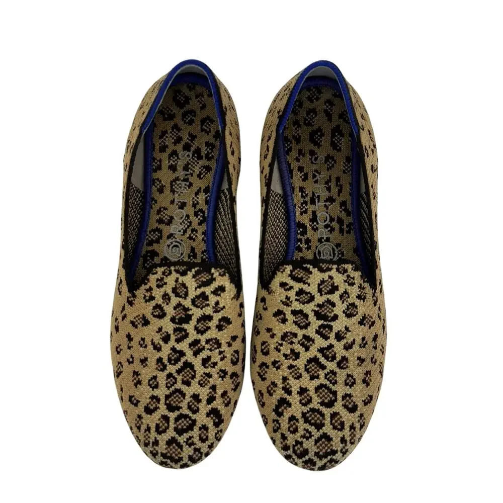 Rothy's The Loafer Fabric Knit Slip-On Flats Shoes in Leopard Cheetah Animal 9.5